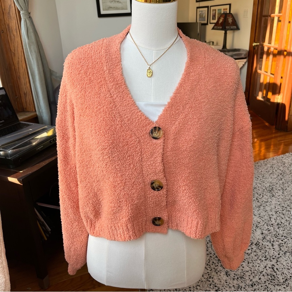 fuzzy cardigan
